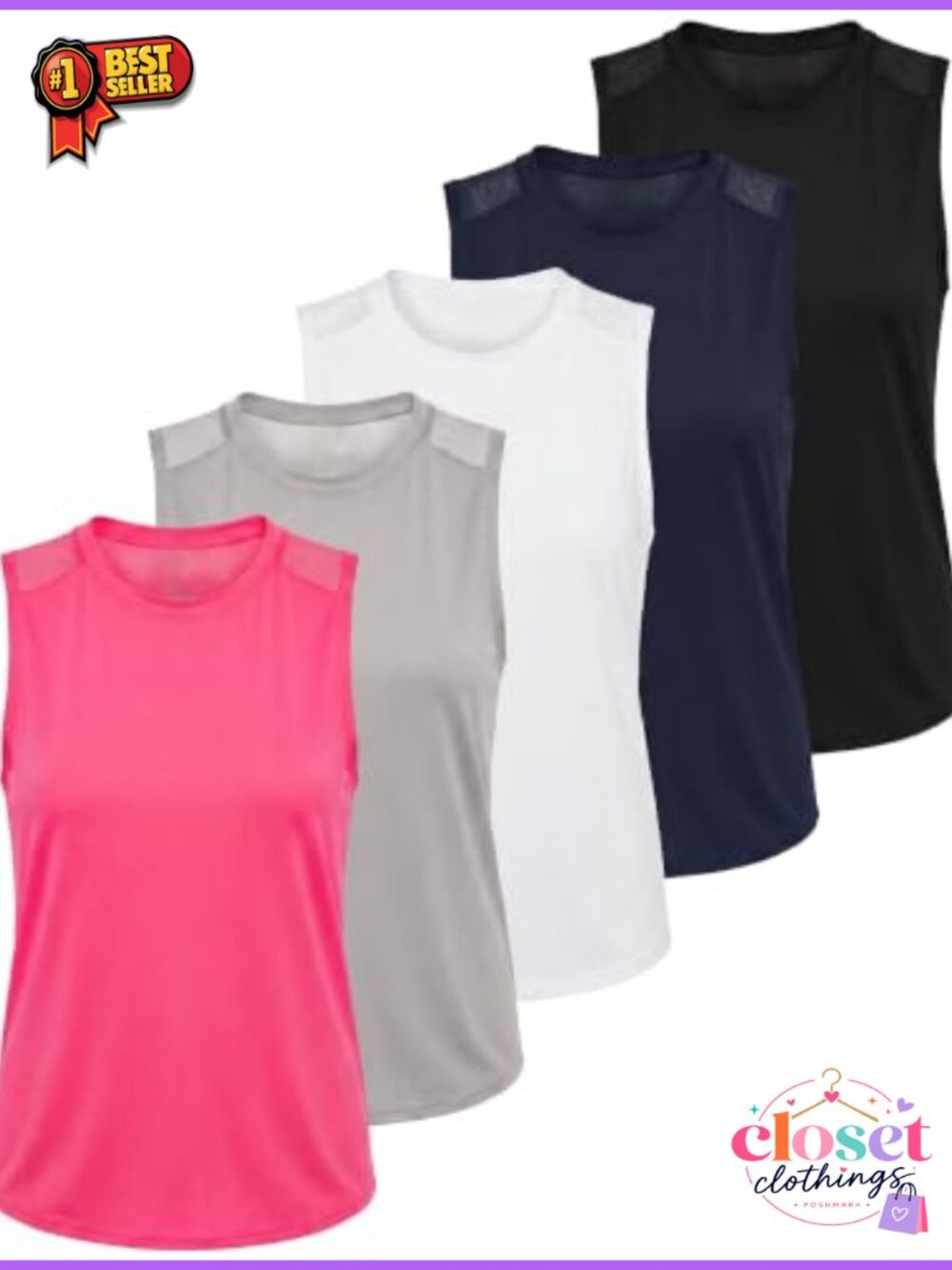 Women's Dry Fit Racerback Tank Tops 5 Pack Sleeveless Workout Gym Yoga